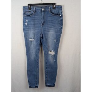 Judy Blue High Waist Skinny Fit Distressed Jeans Blue Women's Size 15/32
